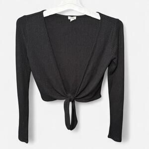 GARAGE Women's XS Black Ribbed Crop Top Casual Knit